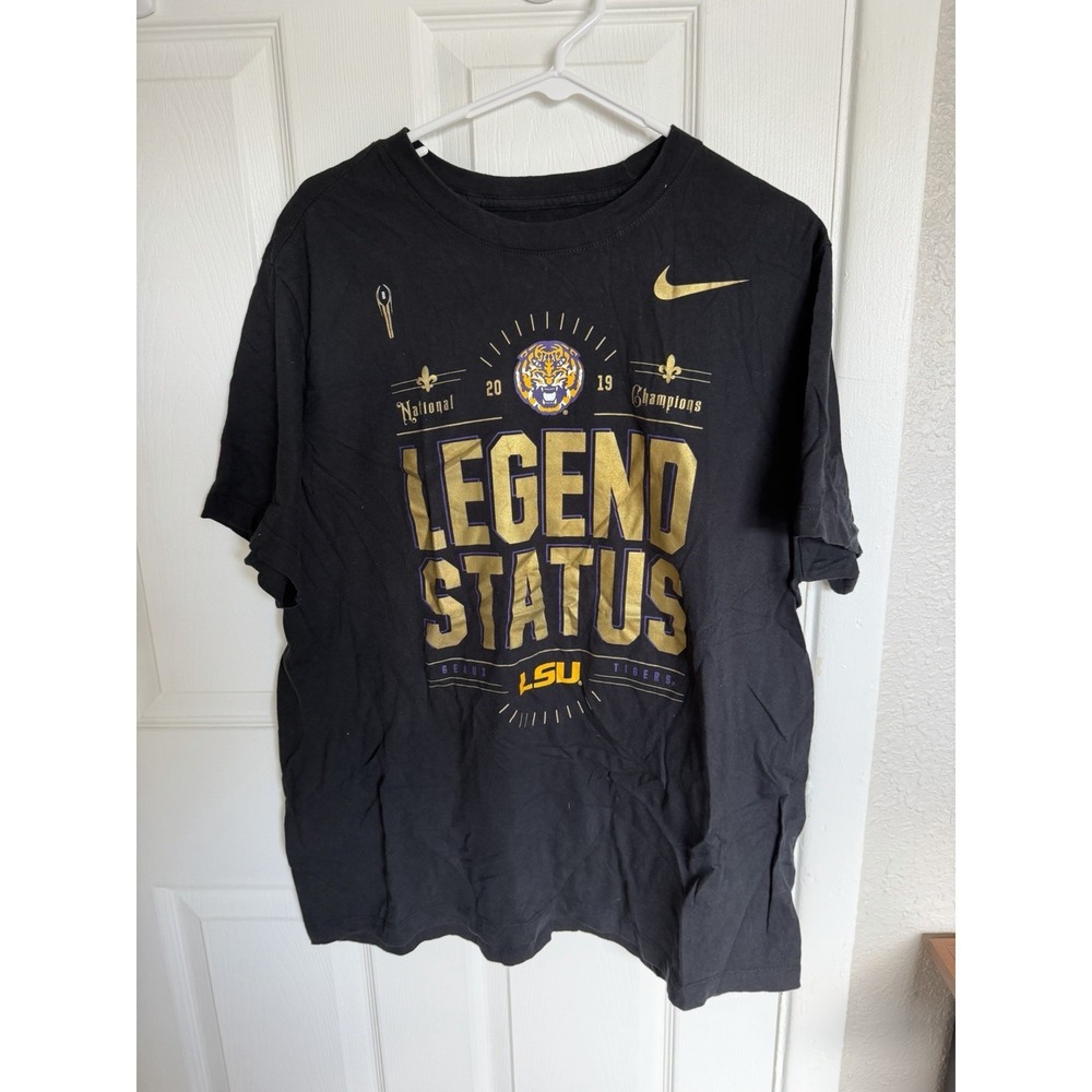 Nike LSU Legend Status National Champions Black Graphic Cotton Men's XL T-Shirt